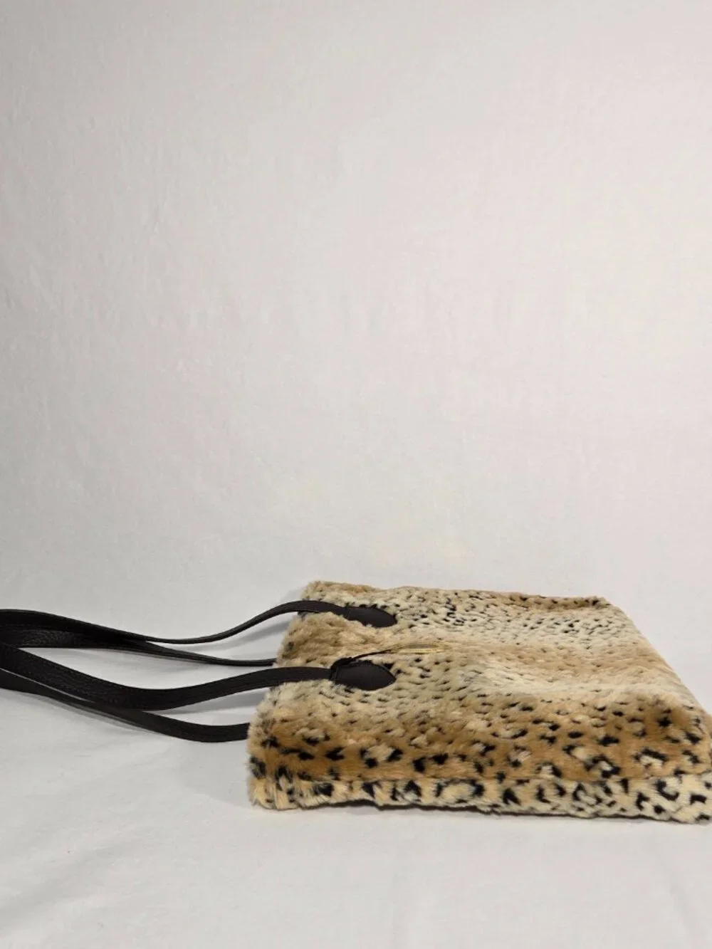 U.S.A Vintage Y2K Mob-Wife Animal Print Faux Fur Leather Strap TOTE BAG + 2 Pcs.